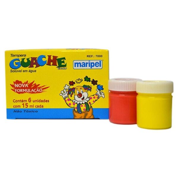 TINTA GUACHE (15 ML) 06 CORES - MARIPEL